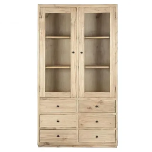 Vitrina de madera mindi y cristal 100X40X185