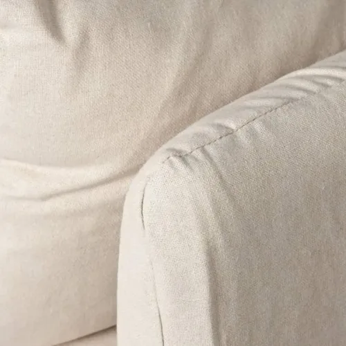 Sofá de lino y algodón con cojines beige de 3 plazas