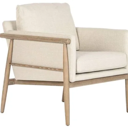 Sillón de fresno tapizado decapé