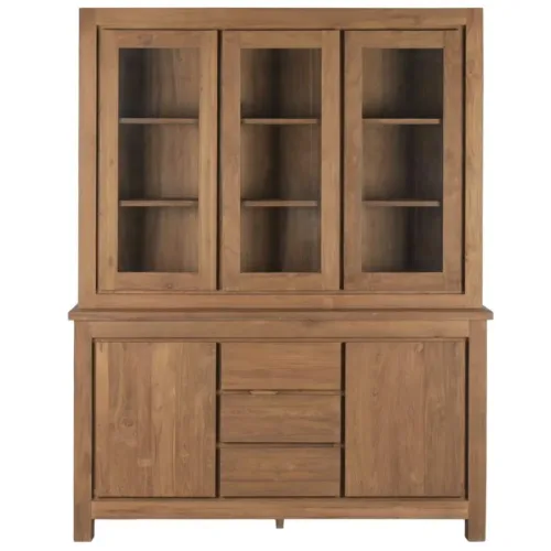 Vitrina de teca reciclada y cristal 164X47X211,5