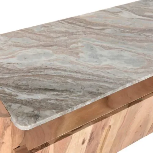 Mueble TV de madera y mármol 150X40X60