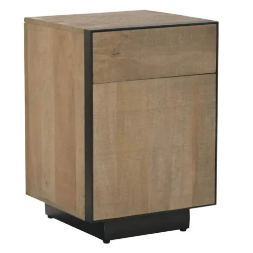 Mesita de noche de mango y metal 45X44X65