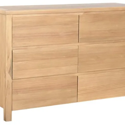 Cómoda de madera de pino con 6 cajones 120X40X80