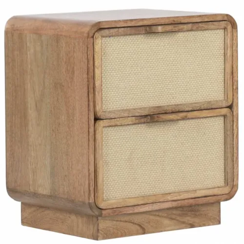 Mesita de noche de mango y yute 40X30X45