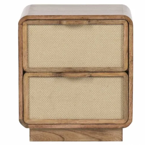 Mesita de noche de mango y yute 40X30X45