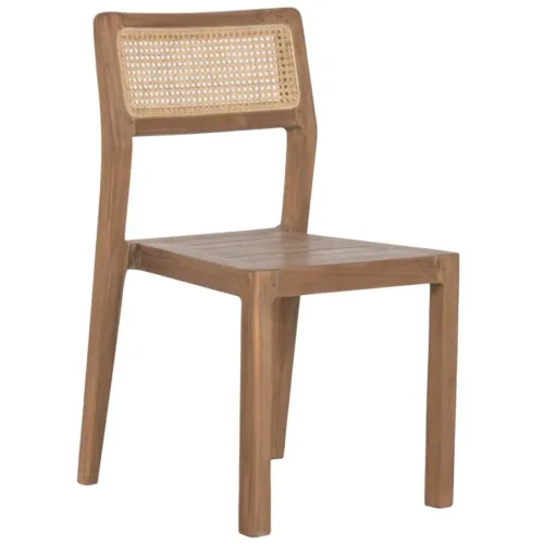 Silla de teca maciza y ratán