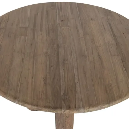 Mesa redonda de comedor de teca reciclada 140cm