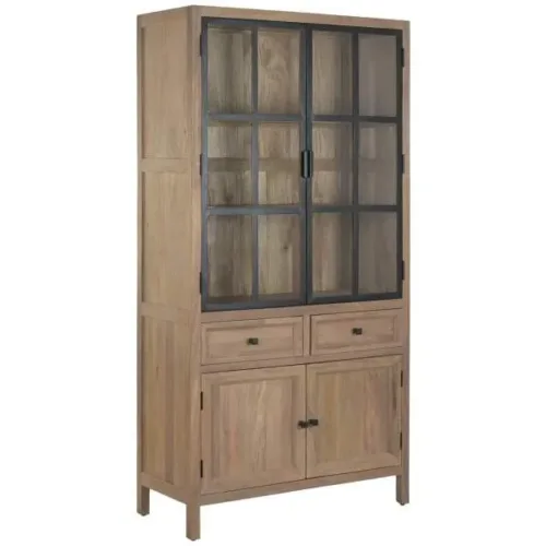 Vitrina de madera de mango y metal 100X42X195