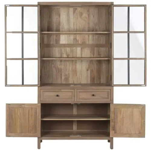 Vitrina de madera de mango y metal 100X42X195