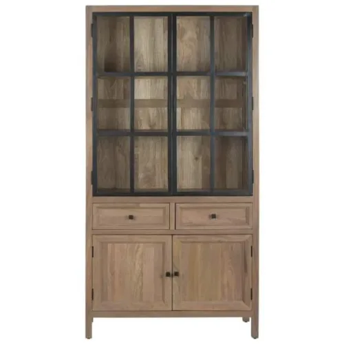 Vitrina de madera de mango y metal 100X42X195