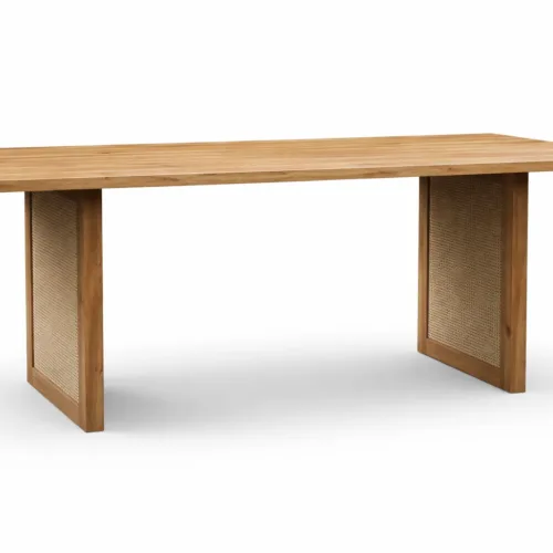 Mesa de comedor de mango y ratán 200X100X76