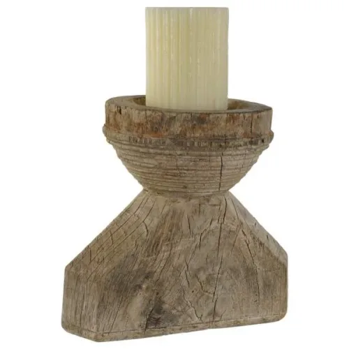 Portavelas de teca (pieza única)