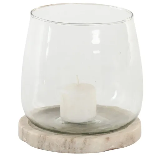 Portavelas de mármol y cristal