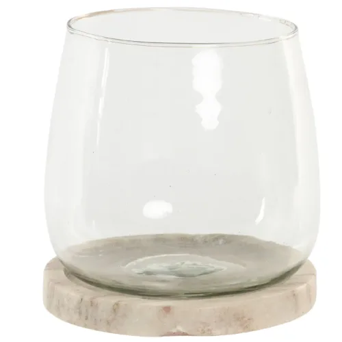 Portavelas de mármol y cristal