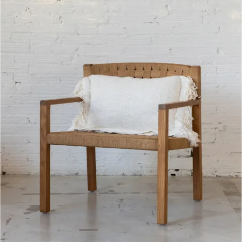 Silla lounge de madera de teca y cuerda de papel CORA
