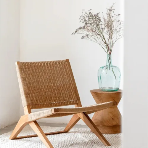 silla lounge de teca y cuerda de Dareels