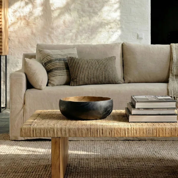 sofá de lino natural