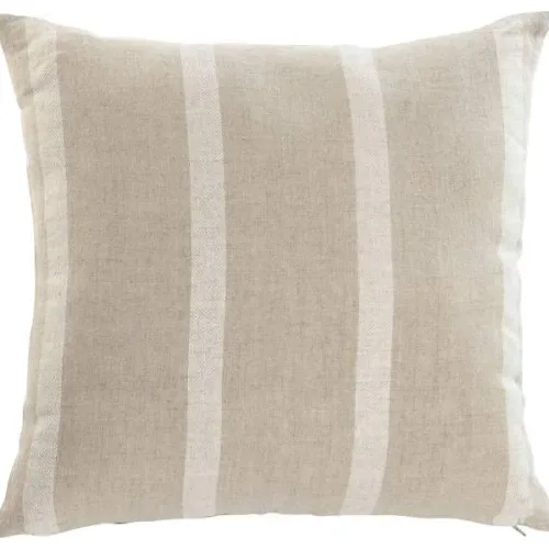 Cojín de lino beige con rayas 50X50