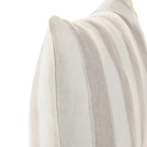 Cojín lino rayas blancas y beige 60X40