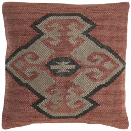 Cojín kilim de lana y yute rojo 45X45