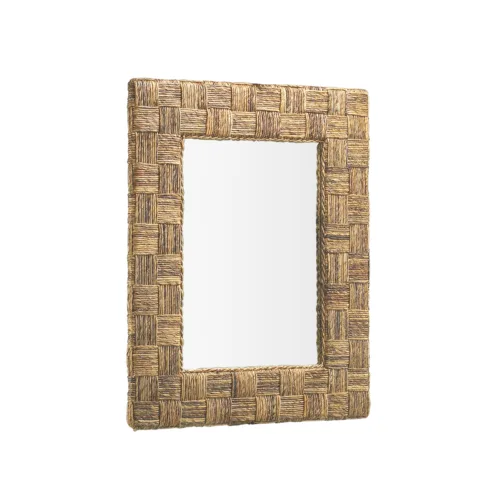 ESPEJO RATTAN CUERDA CUADROS 80*100