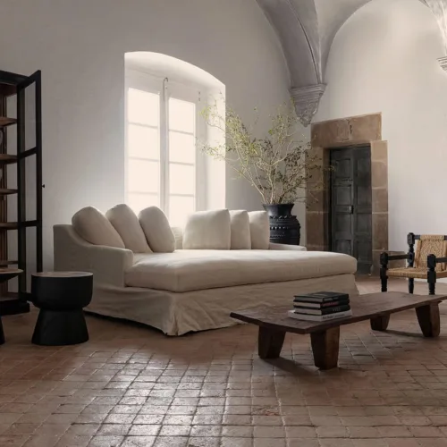 Mesa de centro de teca envejecida 195x68x37 cm Erara