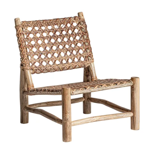 sillón de madera y ratán
