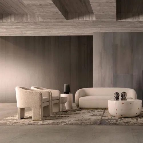 Sillón bouclé blanco roto Prati Bouclé