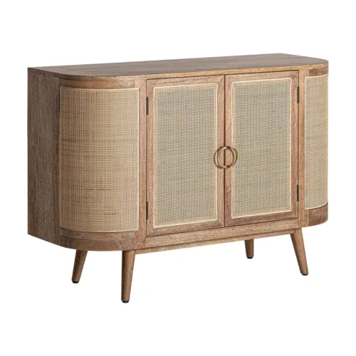 Aparador de madera y mimbre Beckley 120 cm