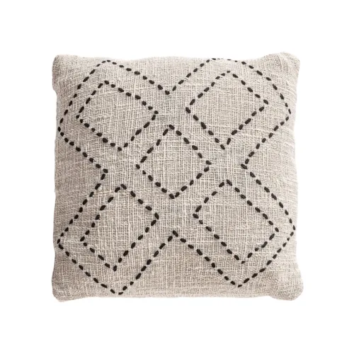 Cojín de algodón blanco roto con rombos Clancy