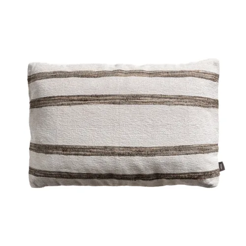 Cojín de algodón blanco y terciopelo marrón Boris