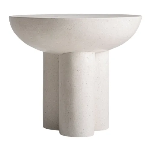 Mesa auxiliar de terrazo blanco roto