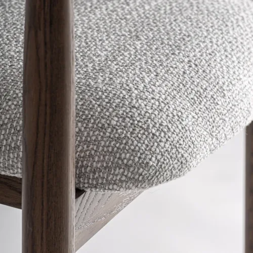 Taburete de madera de fresno tapizado gris Ternat