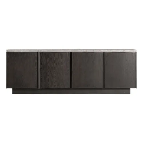 Aparador de travertino gris y madera Rignac 221 cm