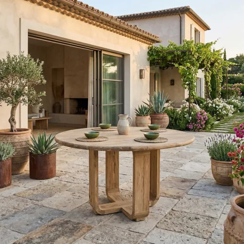 MESA COMEDOR ATLAS TEKA RECICLADA REDONDA 140Ø*77