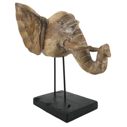 CABEZA ELEFANTE TEKA BLANQUEADA 50*45*55