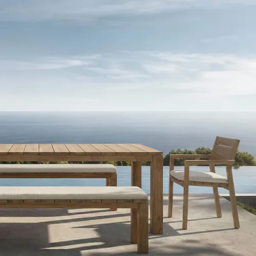 Mesa de comedor de exterior de teca 200x90 cm