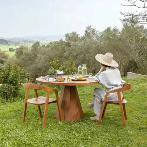 Mesa de comedor de exterior en teca JATI