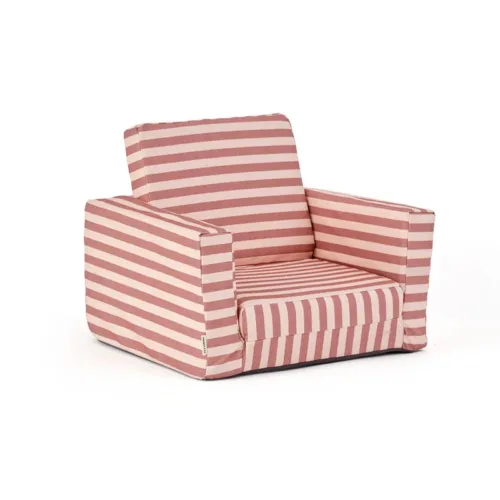Sillón plegable infantil de rayas rosa