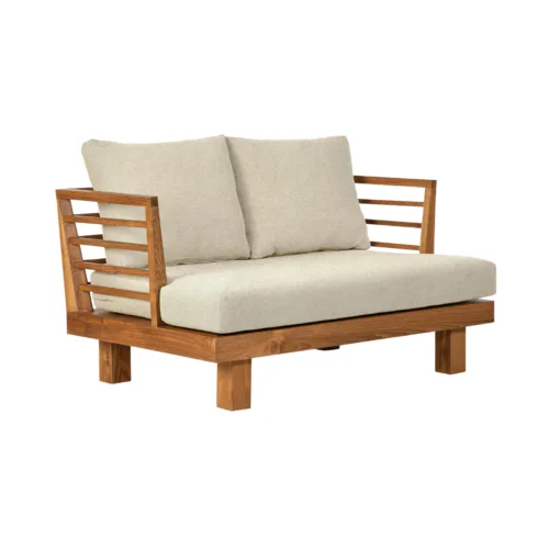 Sofá de exterior 2 plazas en teca STRAUSS marfil