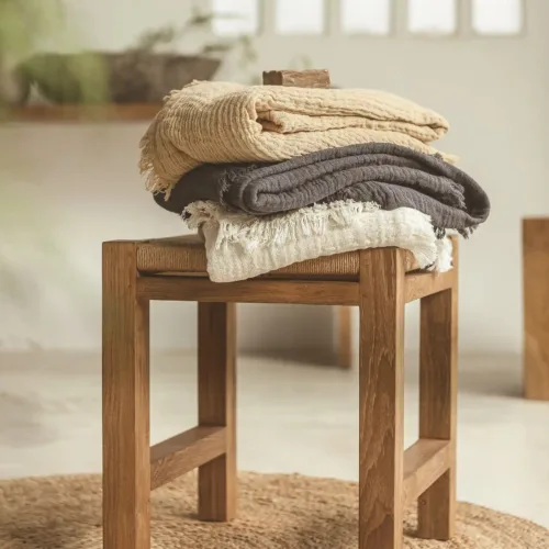 Toalla de muselina doble capa gris antracita NADU (200x100cm)