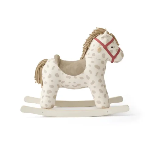 Caballo balancín blanco con manchas beige Dotty