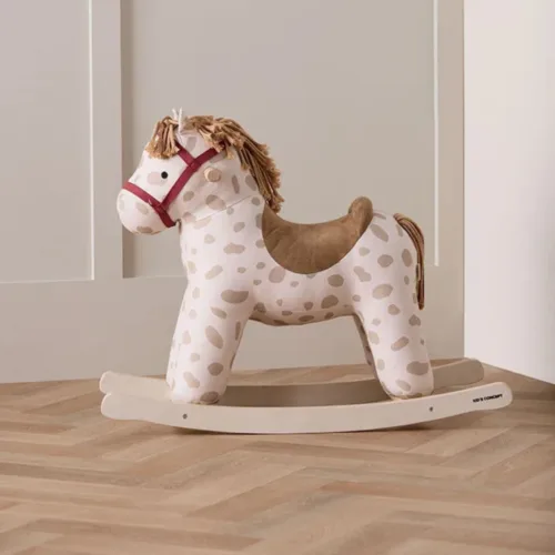 Caballo balancín blanco con manchas beige Dotty