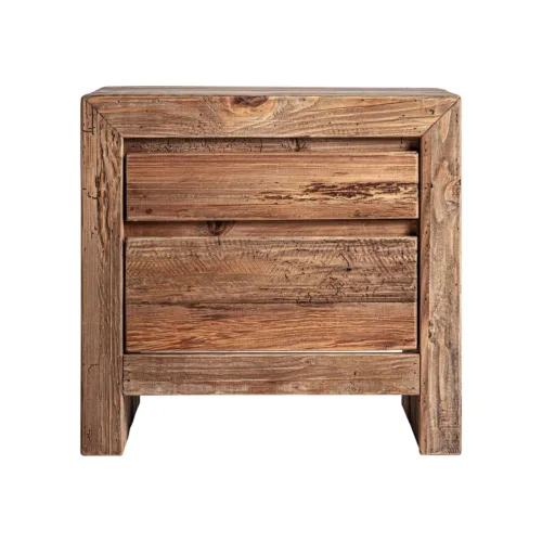 Mesita de noche de madera de pino reciclado 63,2x48x60 cm Breive