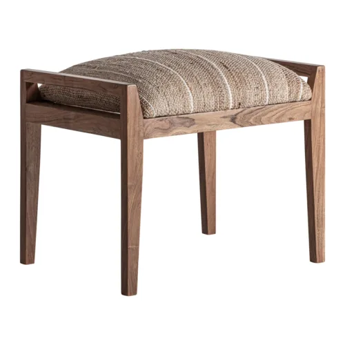 Reposapiés de madera maciza tapizado 55x45x48 cm Nitesh