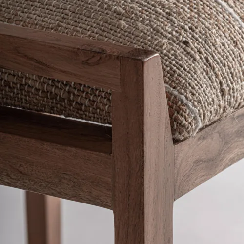 Reposapiés de madera maciza tapizado 55x45x48 cm Nitesh