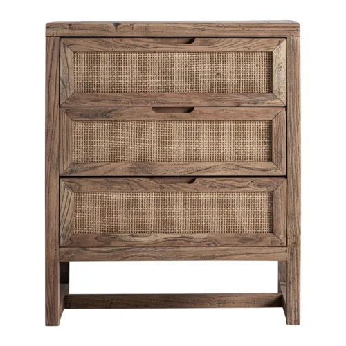 Mesita de noche de madera de olmo 55x50x66 cm Byremo