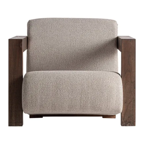 Sillón de madera maciza en color crema  Virazeil
