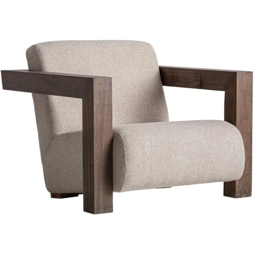 Sillón de madera maciza en color crema  Virazeil