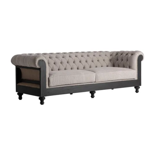 Sofá beige de madera maciza negra 240 cm Gore